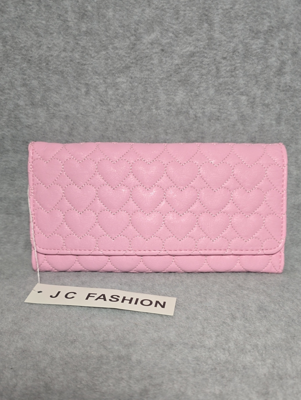 Pink Quilted Heart-Detail Wallet
